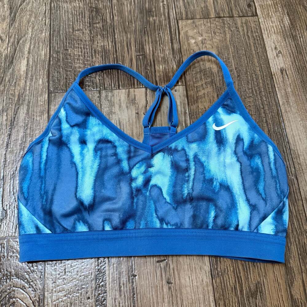 Nike Dri-FIT Women's Strappy Sports Bra Blue Cloud-Dye Racerback Medium